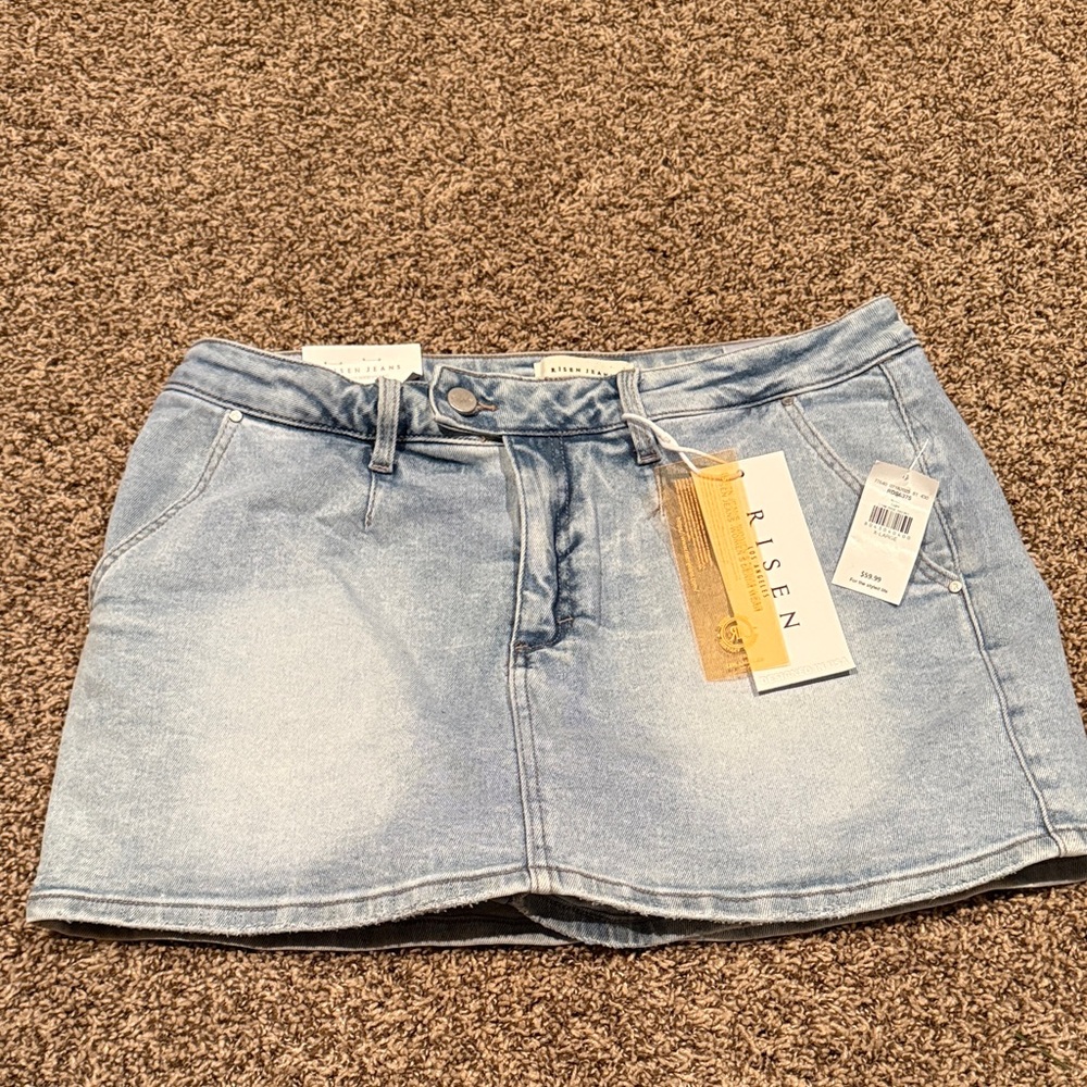 Risen Light Wash Denim Mini Skort- Light Blue NWT Sz. XL